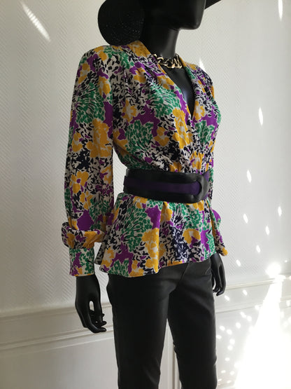 Blouse motifs abstraits colorés Guy Laroche