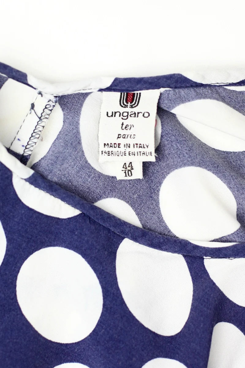 Blouse bleue à pois blanc Ungaro Ter