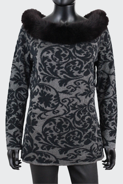 Pull baroque col fourrure Nina Ricci