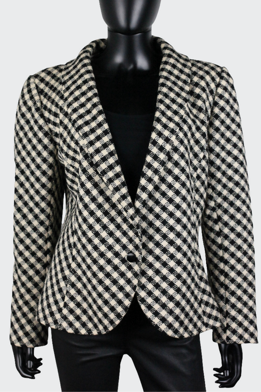 Blazer Ungaro à carreaux noirs et blancs