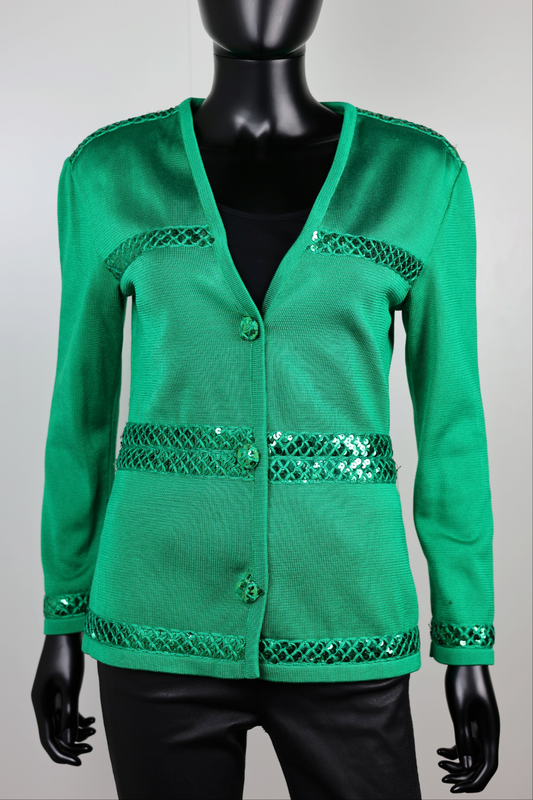 Gilet vert à rayures sequins Guy Laroche