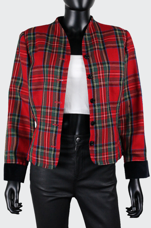 Veste motifs tartan rouges et verts Ungaro