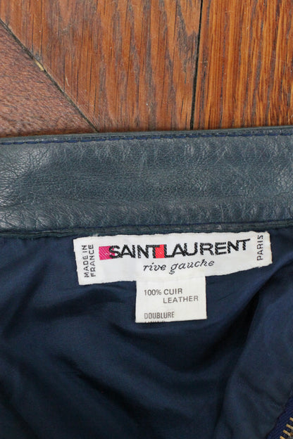 Jupe cuir Yves Saint Laurent rive gauche 80  Ekinox vintage vêtement vintage de grands couturiers créateurs seconde main luxe haute couture slow fashion