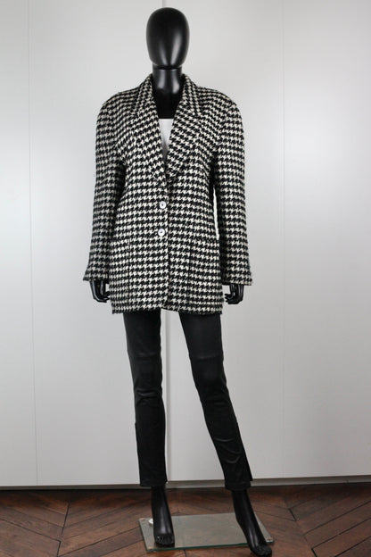 Veste blazer vintage tweed Escada vintage noir et blanc pied de poule Ekinox vintage vêtement vintage de grands couturiers créateurs seconde main luxe haute couture slow fashion