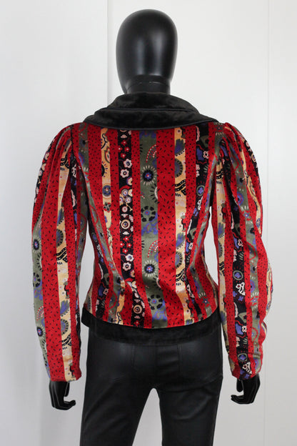 Veste chacok vintage velours multicolore Ekinox vintage vêtement vintage de grands couturiers créateurs seconde main luxe haute couture slow fashion