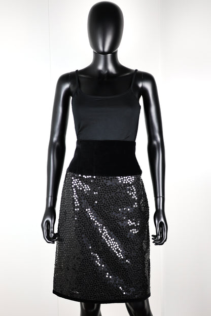 Jupe noire velours et sequins Escada