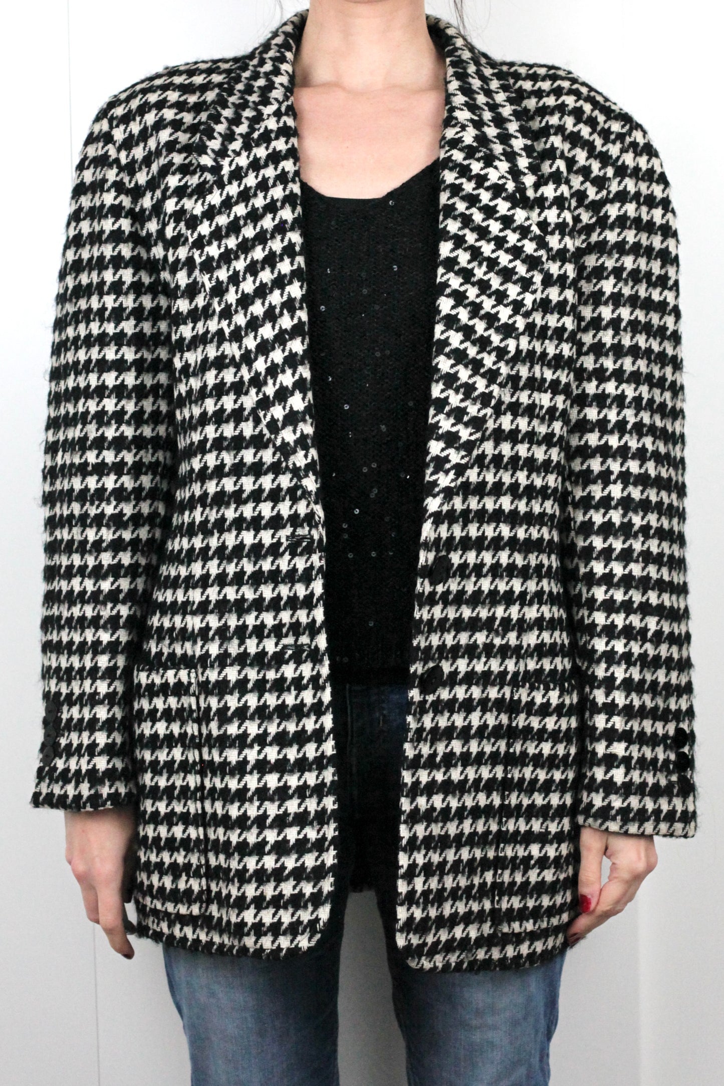 Manteau pied de poule en laine Escada