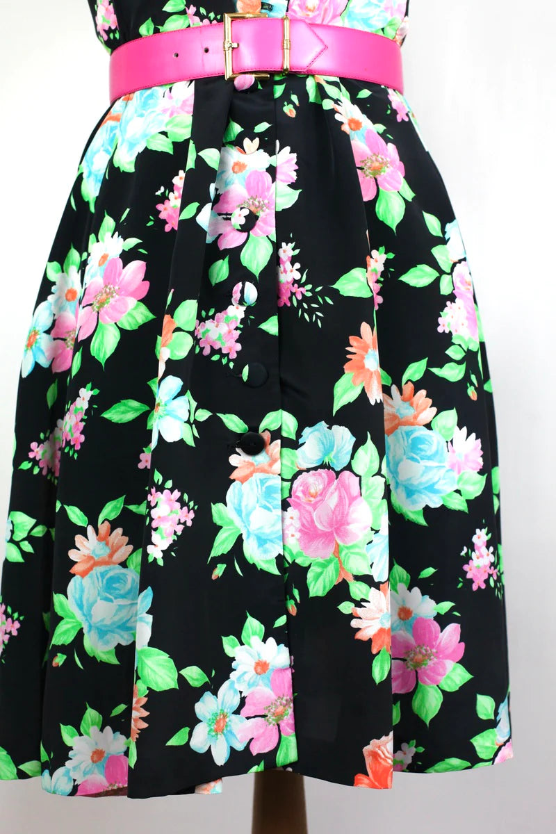 Robe noire à fleurs Georges Rech