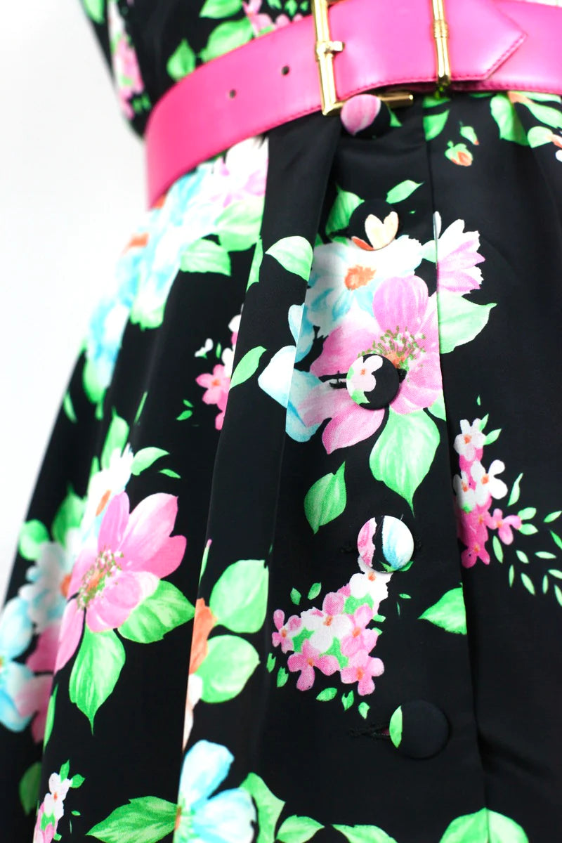 Robe noire à fleurs Georges Rech