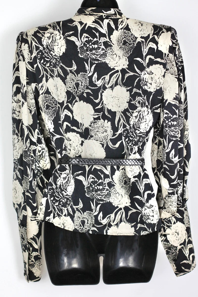 Chemise motifs fleuris noirs et blancs Ungaro Parallèle