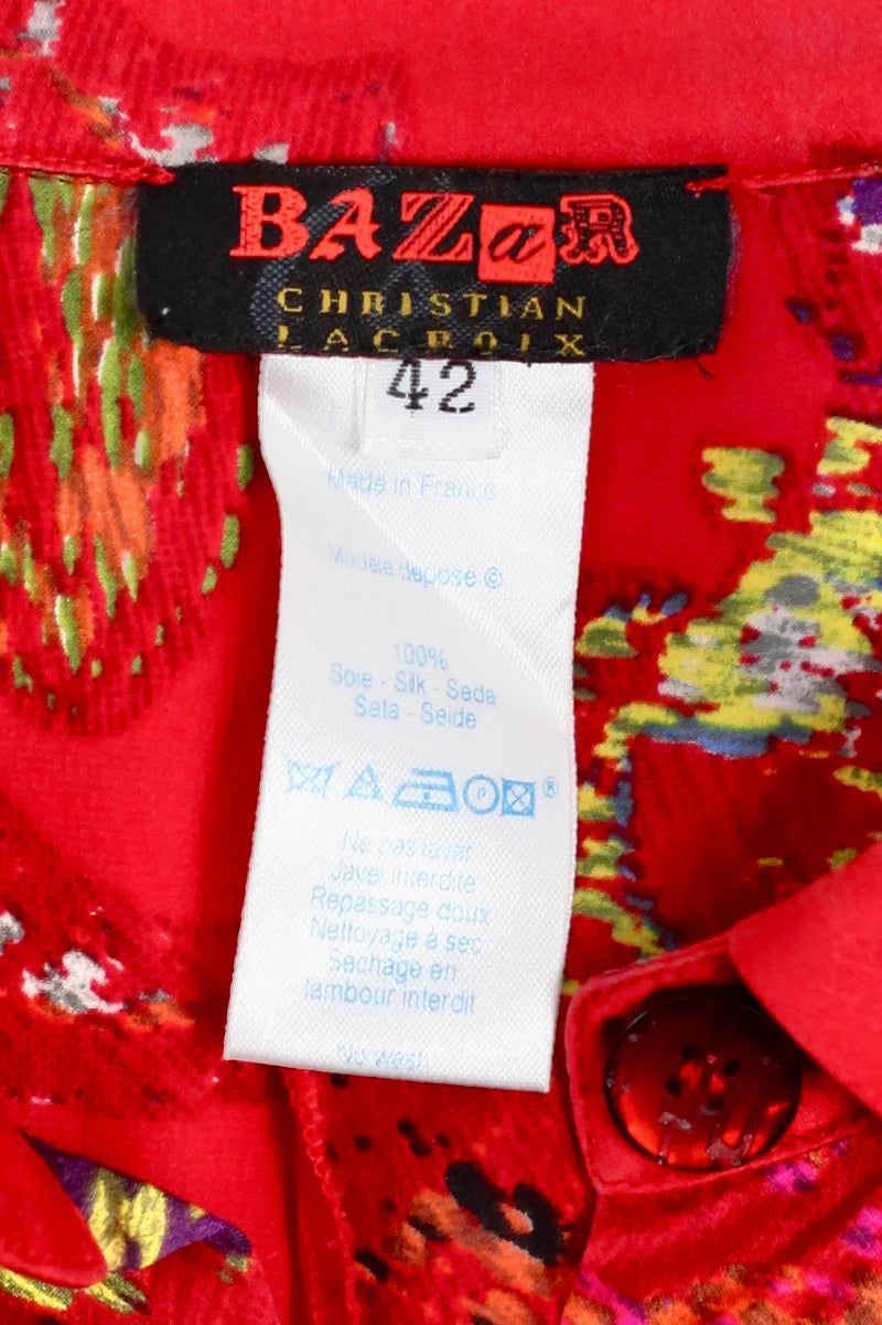 Chemise rouge en soie Christian Lacroix