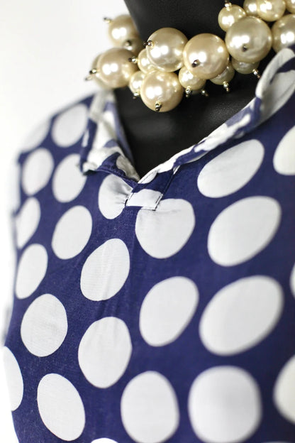 Blouse bleue à pois blanc Ungaro Ter