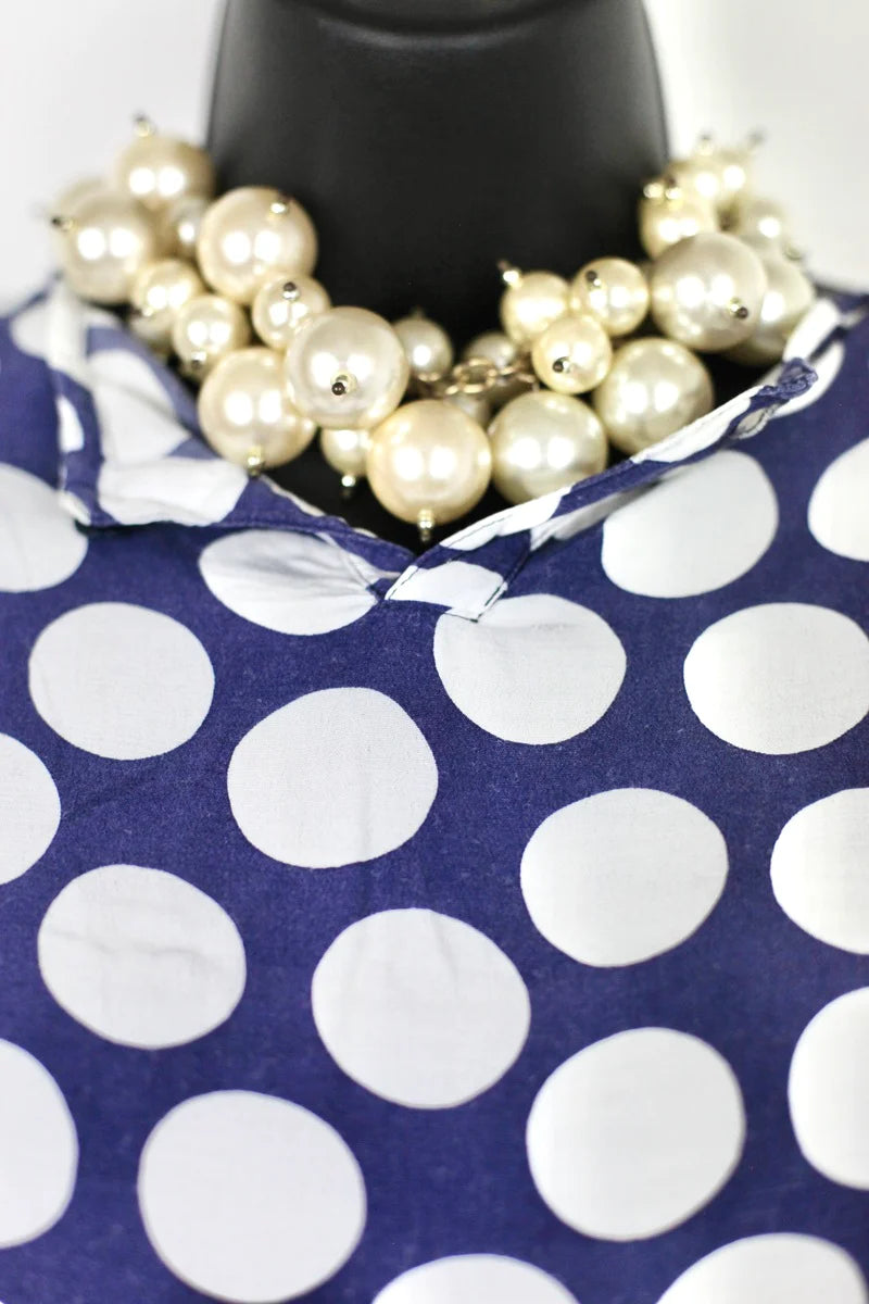 Blouse bleue à pois blanc Ungaro Ter