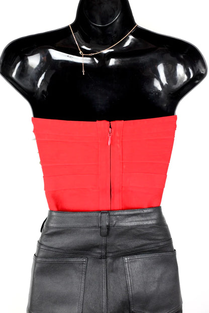 Bustier clouté rouge Hervé Léger