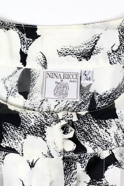 Chemise Nina Ricci à fleurs noires et blanches