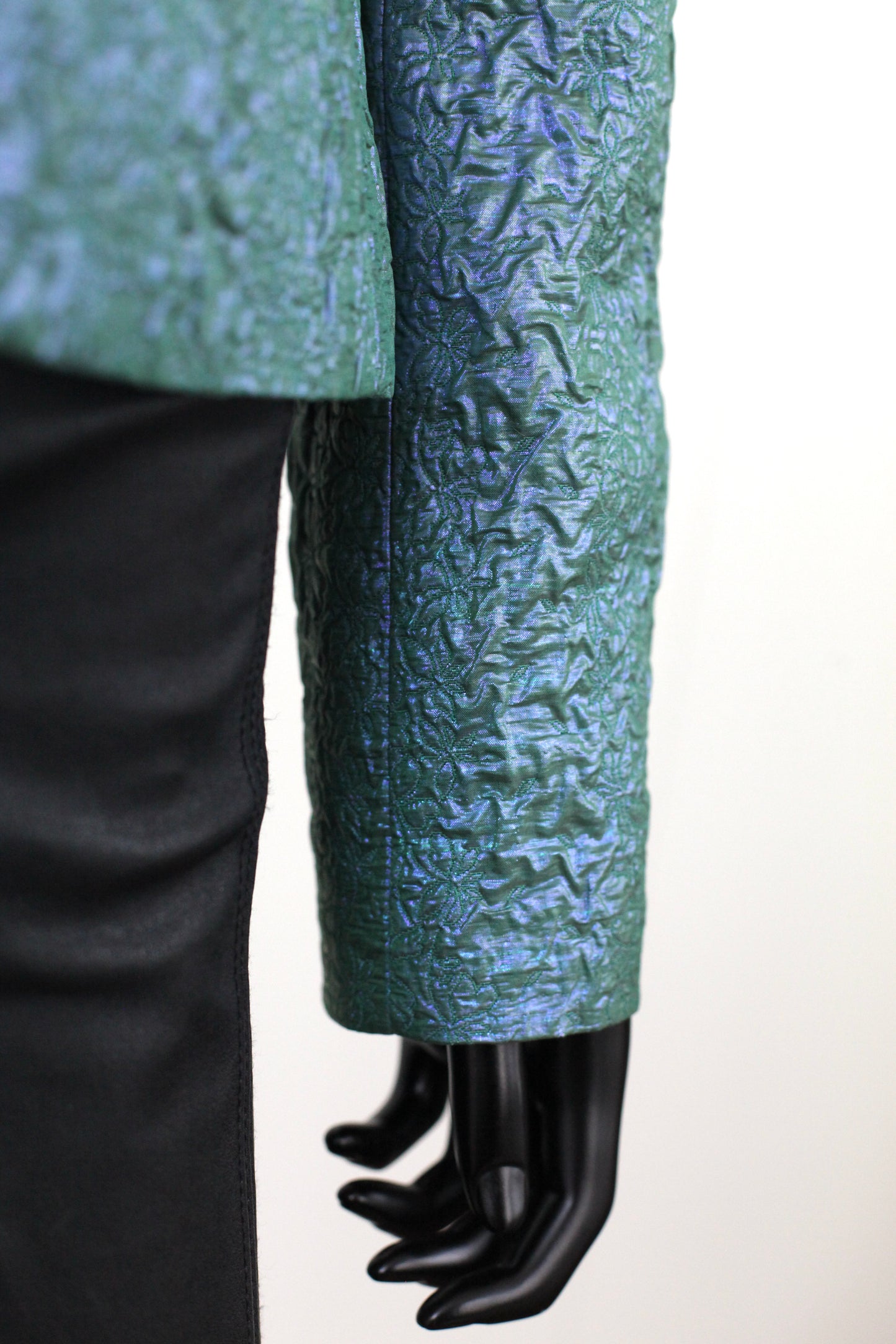 Veste blazer vintage Georges Rech irisé bleu vert fêtes Ekinox vintage vêtement vintage de grands couturiers créateurs seconde main luxe haute couture