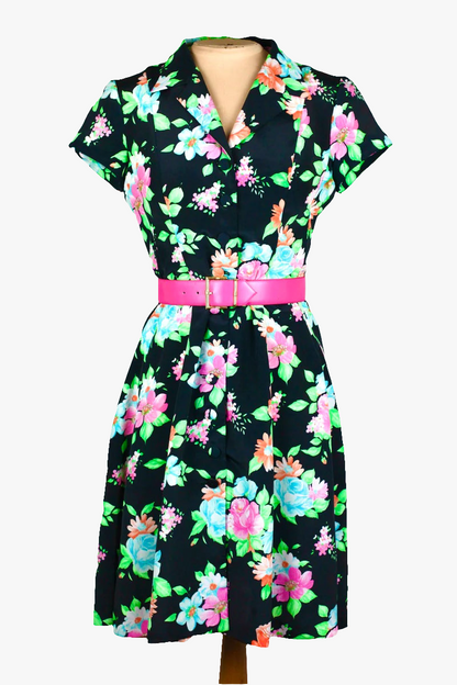 Robe noire à fleurs Georges Rech