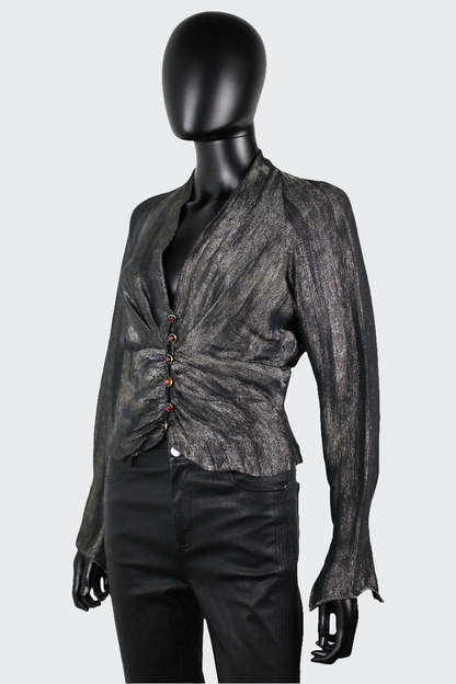 Blouse reflets kakis et dorés Ungaro