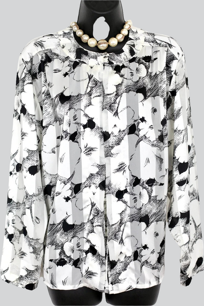 Chemise Nina Ricci à fleurs noires et blanches