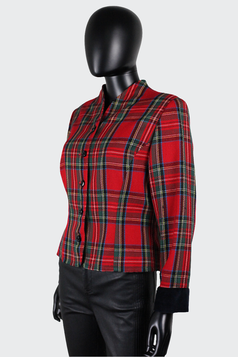 Veste motifs tartan rouges et verts Ungaro