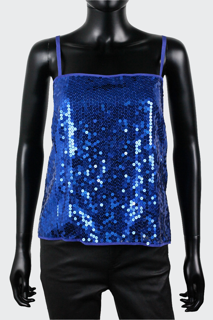 Top à sequins bleus Escada