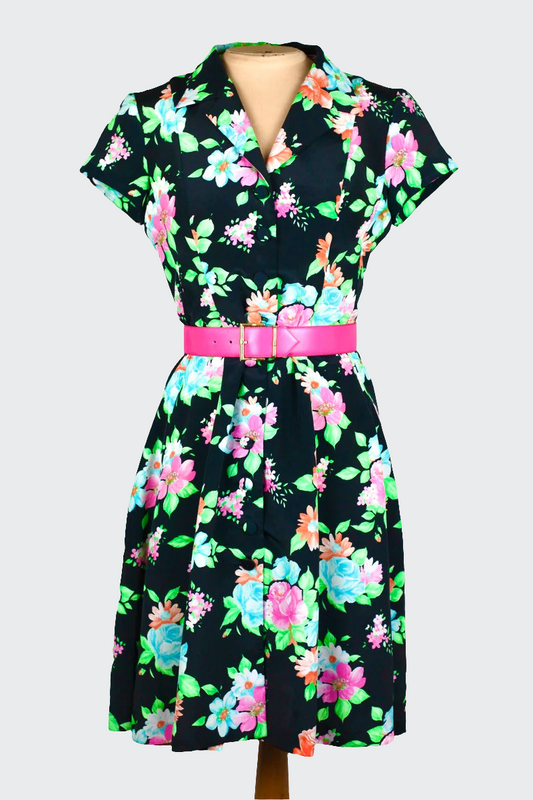 Robe noire à fleurs Georges Rech