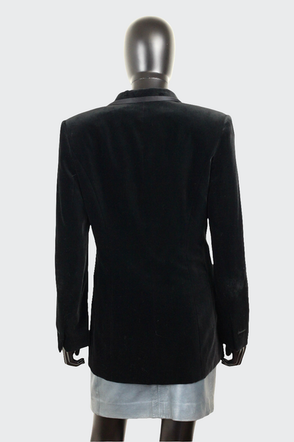 Veste blazer velours noir Louis Féraud vintage Ekinox vintage vêtement vintage de grands couturiers créateurs seconde main luxe haute couture