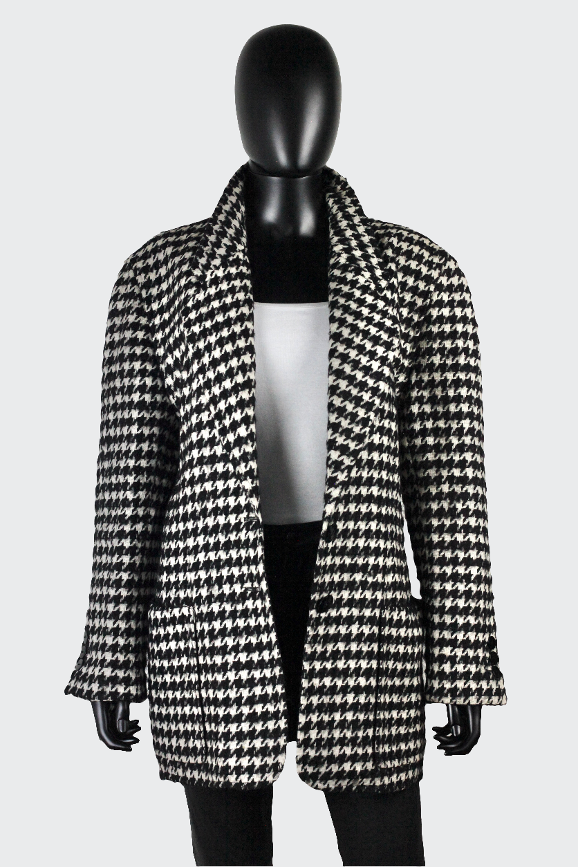 Veste blazer vintage tweed Escada vintage noir et blanc pied de poule Ekinox vintage vêtement vintage de grands couturiers créateurs seconde main luxe haute couture slow fashion