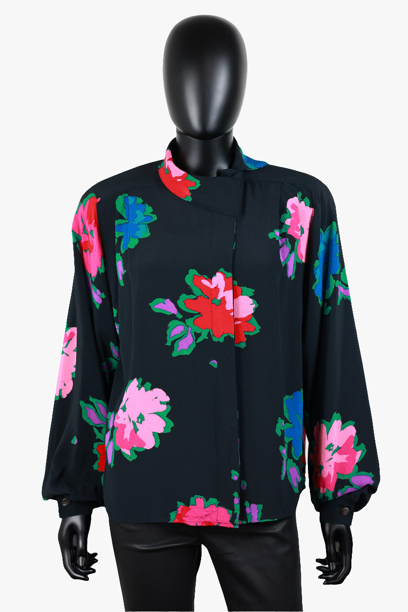 Chemise noire fleurie Ungaro