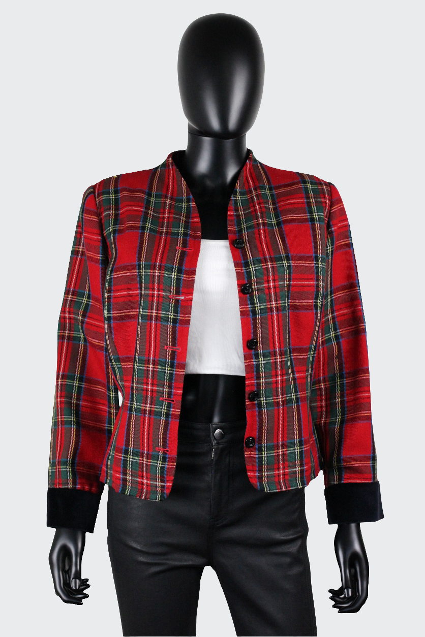 Veste motifs tartan rouges et verts Ungaro