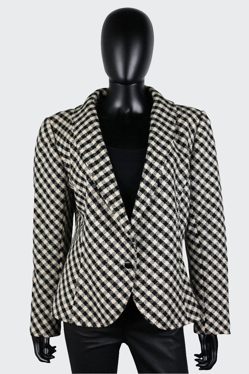 Blazer Ungaro à carreaux noirs et blancs