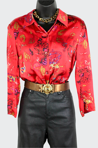 Chemise rouge en soie Christian Lacroix