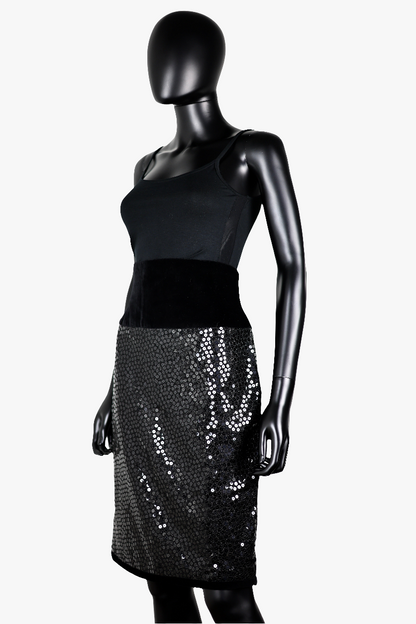 Jupe noire velours et sequins Escada