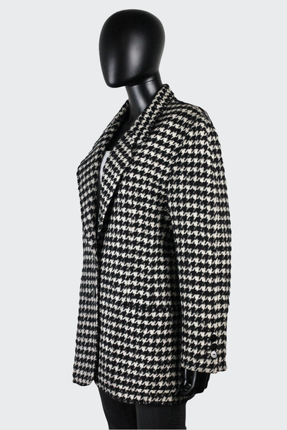 Veste blazer vintage tweed Escada vintage noir et blanc pied de poule Ekinox vintage vêtement vintage de grands couturiers créateurs seconde main luxe haute couture slow fashion