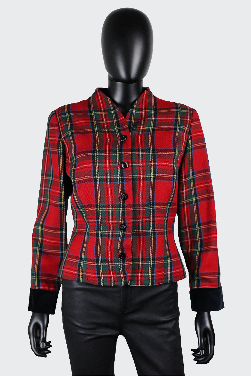 Veste motifs tartan rouges et verts Ungaro