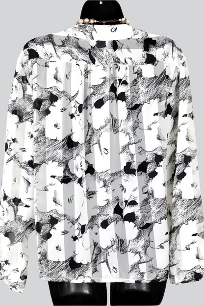 Chemise Nina Ricci à fleurs noires et blanches