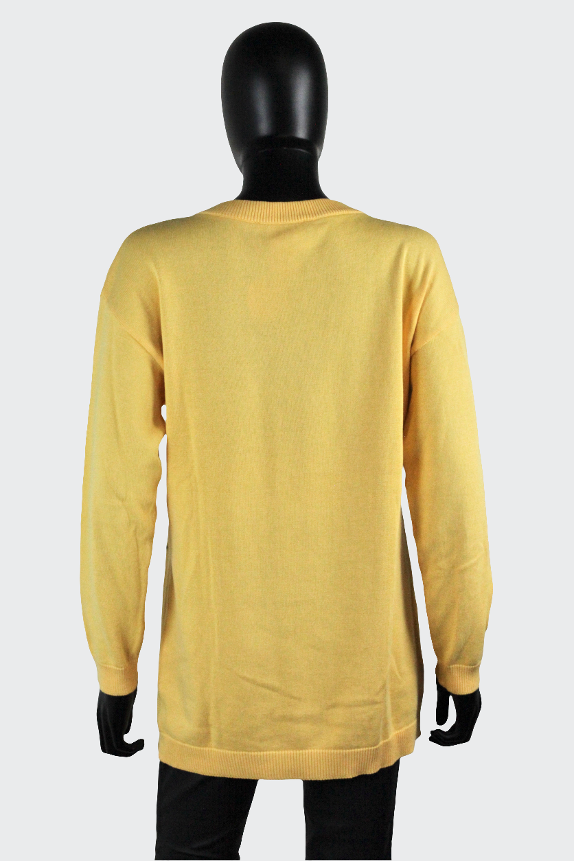 Pull jaune koalas Escada vintage 80 Ekinox vintage vêtement vintage de grands couturiers créateurs seconde main luxe haute couture slow fashion