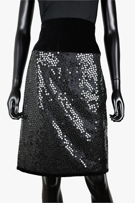 Jupe noire velours et sequins Escada