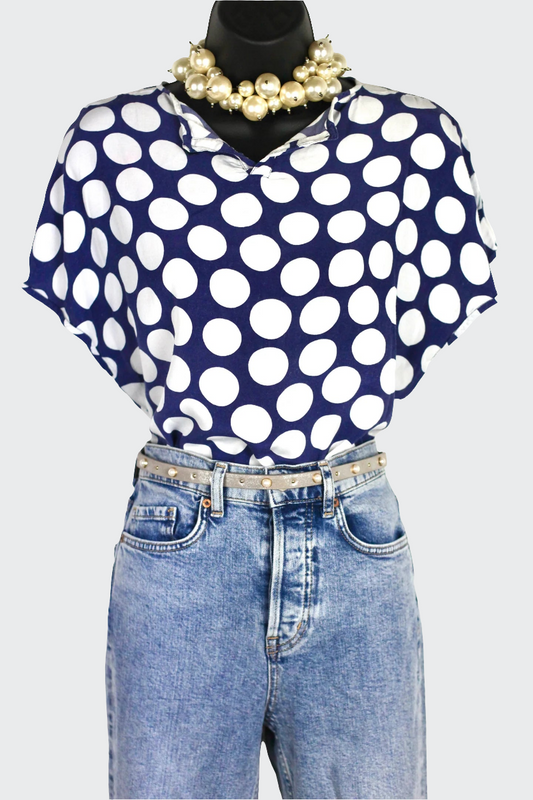 Blouse bleue à pois blanc Ungaro Ter